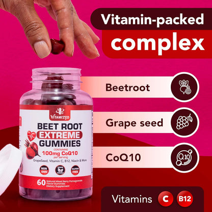 Beet Root Extreme Gummies with CoQ10, 60 Count by The VITAMIZED Shop