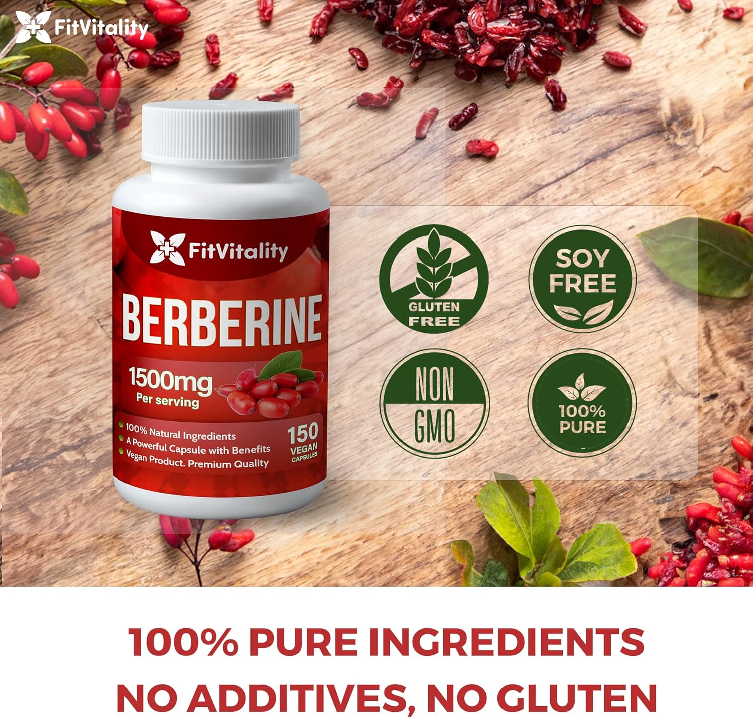 Premium Berberine Supplement, Non-GMO, Gluten-Free by FreshDrinkUS - Natural and Premium Herbal Tea