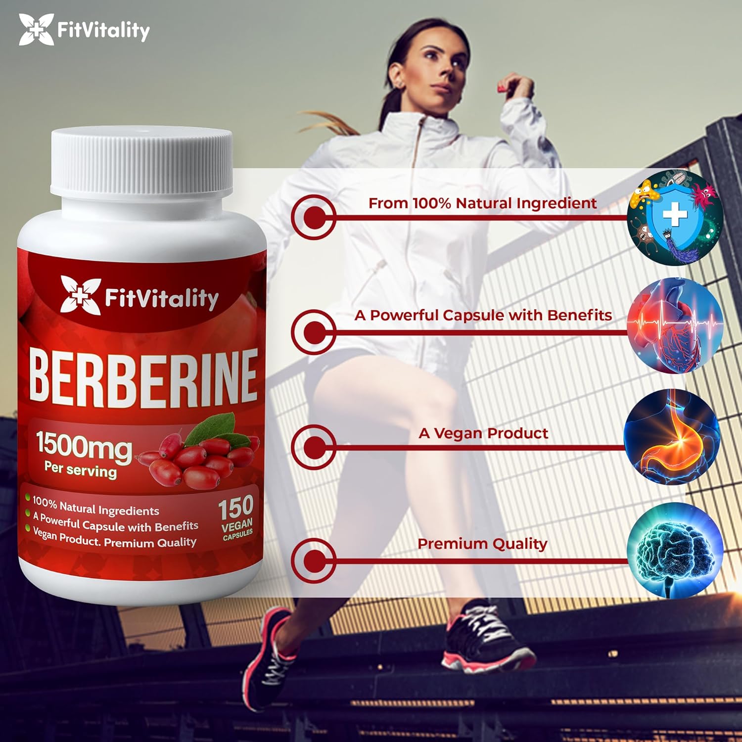 Premium Berberine Supplement, Non-GMO, Gluten-Free by FreshDrinkUS - Natural and Premium Herbal Tea