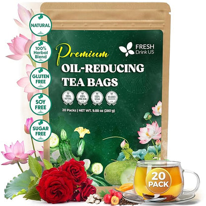 Oil Reducing Tea, Oil Cleansing for Liver, 10 Herbal Ingredients, Traditional Recipe Tea for Liver, 100% Natural, Easy Brewing, Steep Repeatedly (Tea Bags/ Tea Packs) by FreshDrinkUS - Natural and Premium Herbal Tea