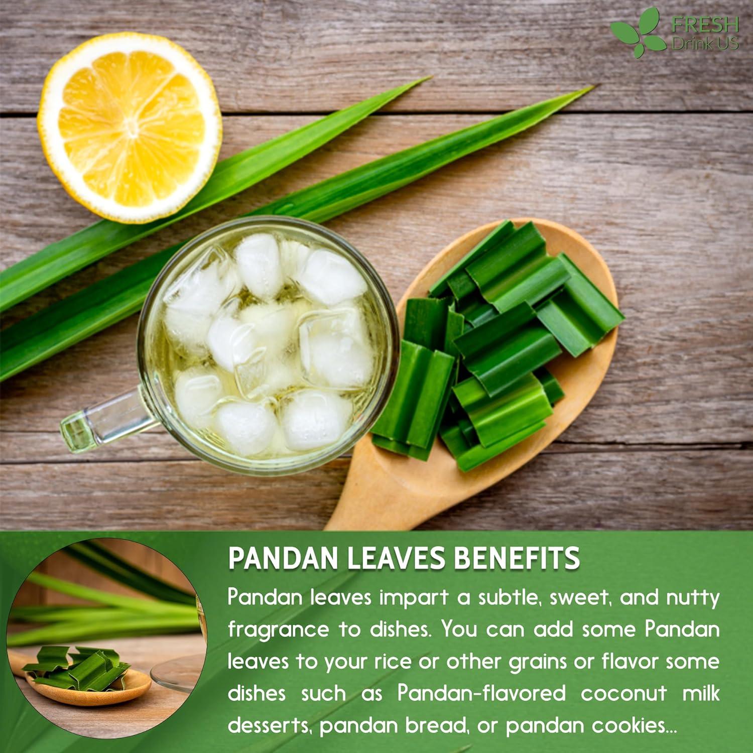 Natural Pandan Leaves Dried, No Additives, No Caffeine, Vegan by FreshDrinkUS - Natural and Premium Herbal Tea