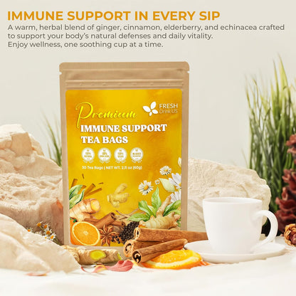Premium Immune Support Herbal Tea Bags by FreshDrinkUS - Natural and Premium Herbal Tea