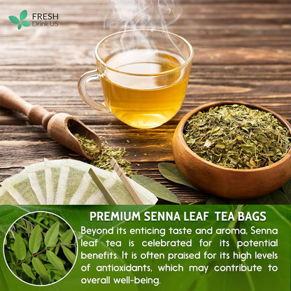 Premium Senna Leaf Tea Bags, 100% Natural &amp; Pure from Senna Leaves. Loose Leaf Senna Herbal Tea, Made with Natural Material Tea Bags, Senna Leaf Tea. No Sugar, No Caffeine, No Gluten, Vegan. by FreshDrinkUS - Natural and Premium Herbal Tea
