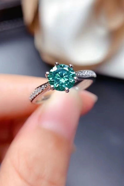 All For You 2 Carat Green Brilliant Round Cut Sparkala™ Platinum Over Pure Sterling Silver Ring by Sparkala