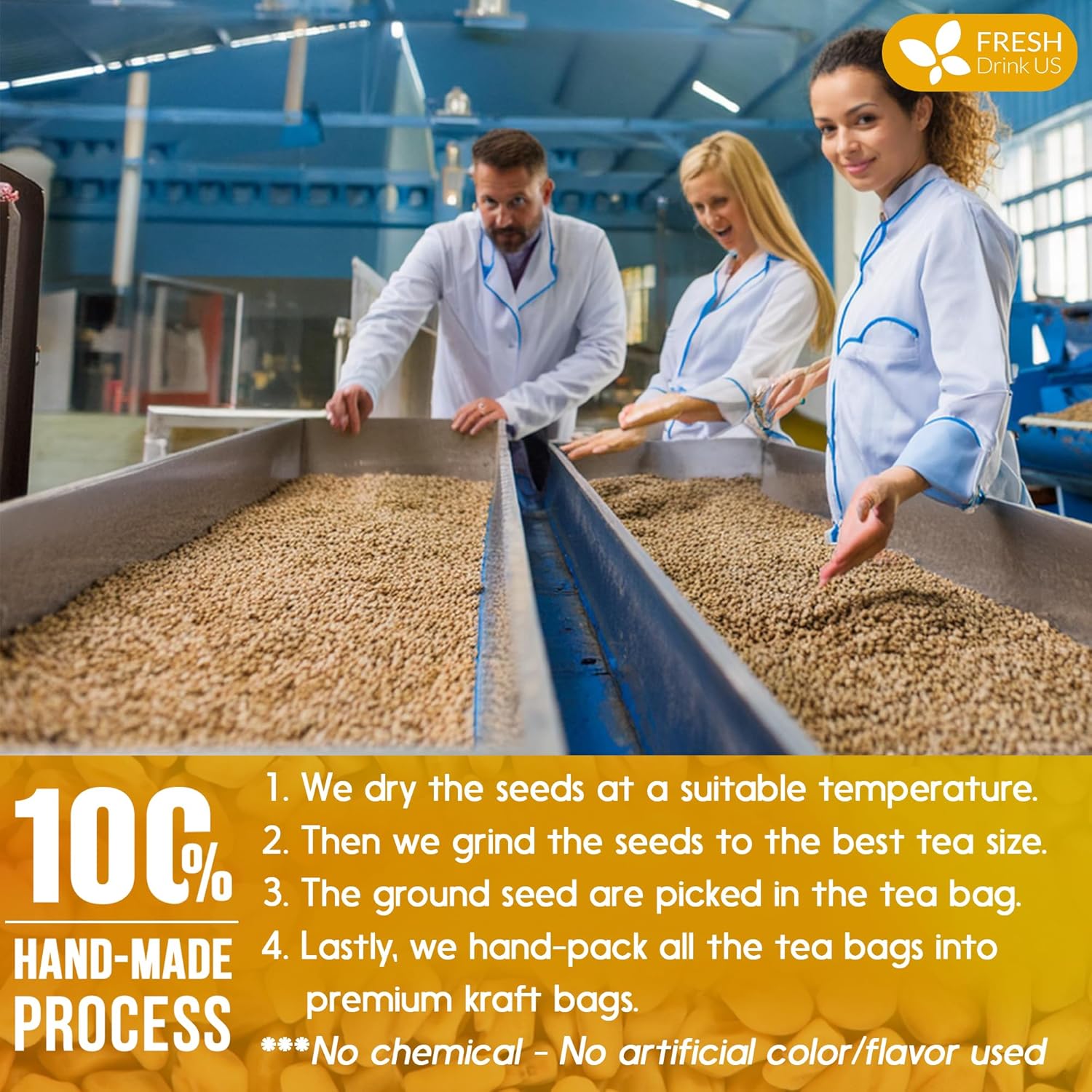Premium Fenugreek Tea Bags. No Sugar, No Caffeine, No Gluten, Vegan. (30 Tea Bags) by FreshDrinkUS - Natural and Premium Herbal Tea