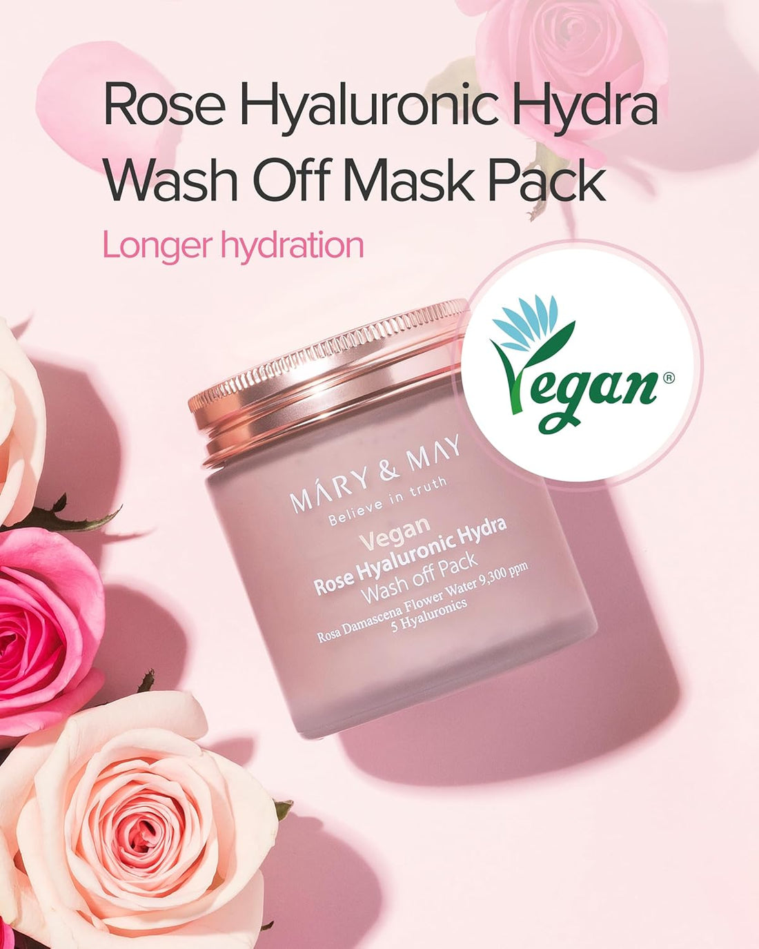 Mary &amp; May Vegan Rose Hyaluronic Hydra Wash Off Pack by AsiaBeautyMall