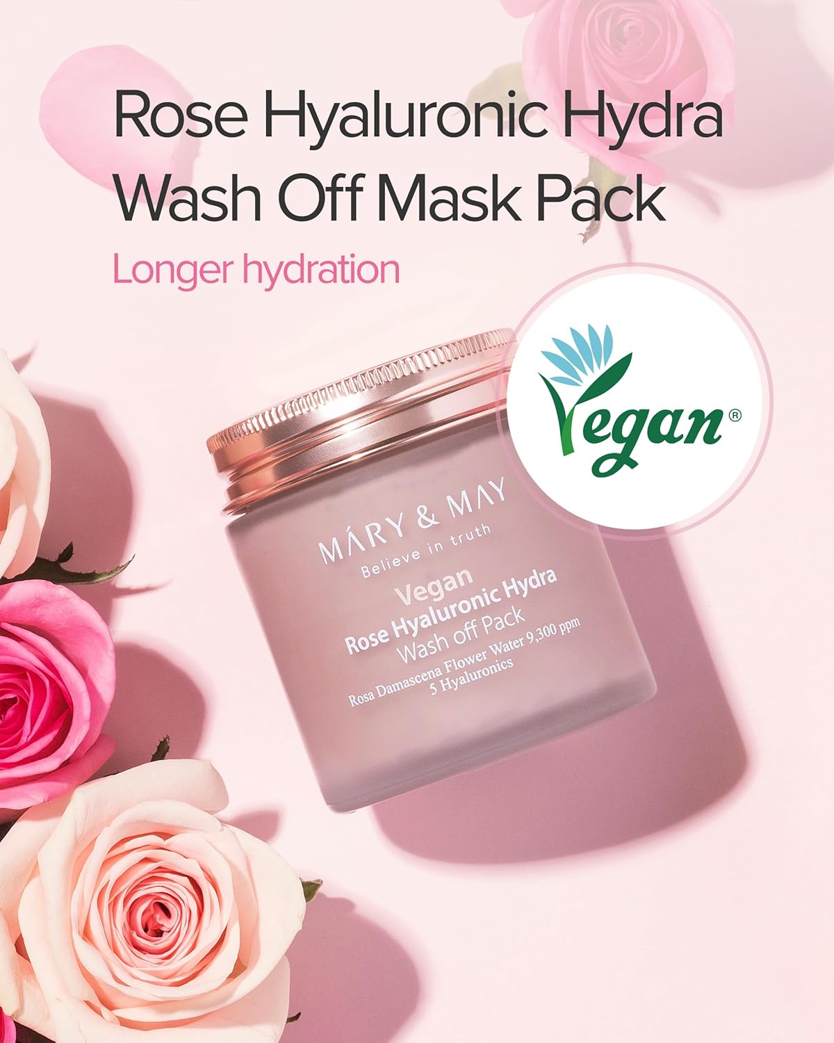 Mary &amp; May Vegan Rose Hyaluronic Hydra Wash Off Pack by AsiaBeautyMall