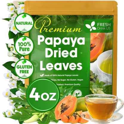 Premium Papaya Dried Leaves, Papaya Loose Leaf Herbal Tea, No Additives, No Caffeine, Vegan by FreshDrinkUS - Natural and Premium Herbal Tea
