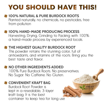 Burdock Root Powder, Burdock Root Extract, 100% Natural &amp; Pure from Burdock Root, Burdock Root Herbal Tea, No Additives, No Caffeine, Vegan by FreshDrinkUS - Natural and Premium Herbal Tea