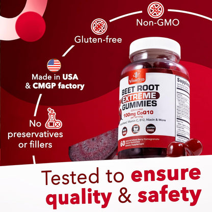 Beet Root Extreme Gummies with CoQ10, 60 Count by The VITAMIZED Shop