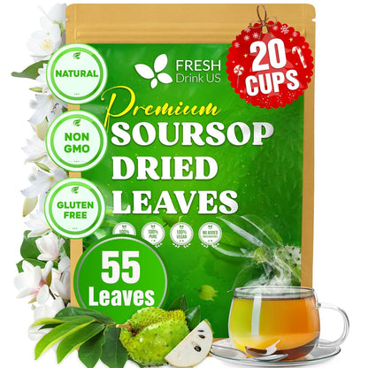 40 Premium Soursop Graviola Leaf Tea Bags, 100% Natural and Pure from Soursop Leaves, Handmade, Made With Natural Materials-Corn Fiber Tea Bag, Sugar/Caffeine/Gluten Free, Hoja Guanabana Tea by FreshDrinkUS - Natural and Premium Herbal Tea