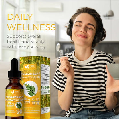 Mullein Drops for Lungs Cleanse Support, Mullein Extract Liquid – 100% from Natural Mullein Leaves, Non-GMO, Gluten-Free by FreshDrinkUS - Natural and Premium Herbal Tea