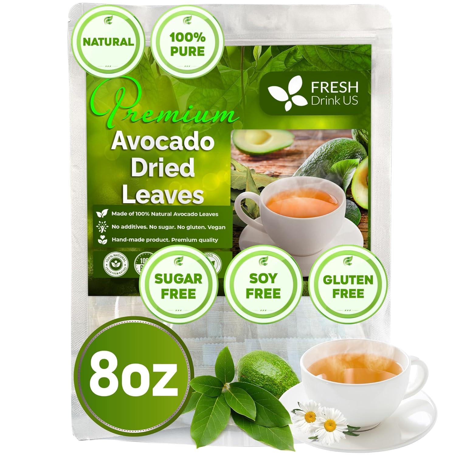 Natural Avocado Whole Leaves Dried, Tea Bags, 100% Pure from Avocado Leaves, Avocado Leaf Tea, Hojas de Aguacate Seca, No Additives, No Caffeine, Vegan by FreshDrinkUS - Natural and Premium Herbal Tea