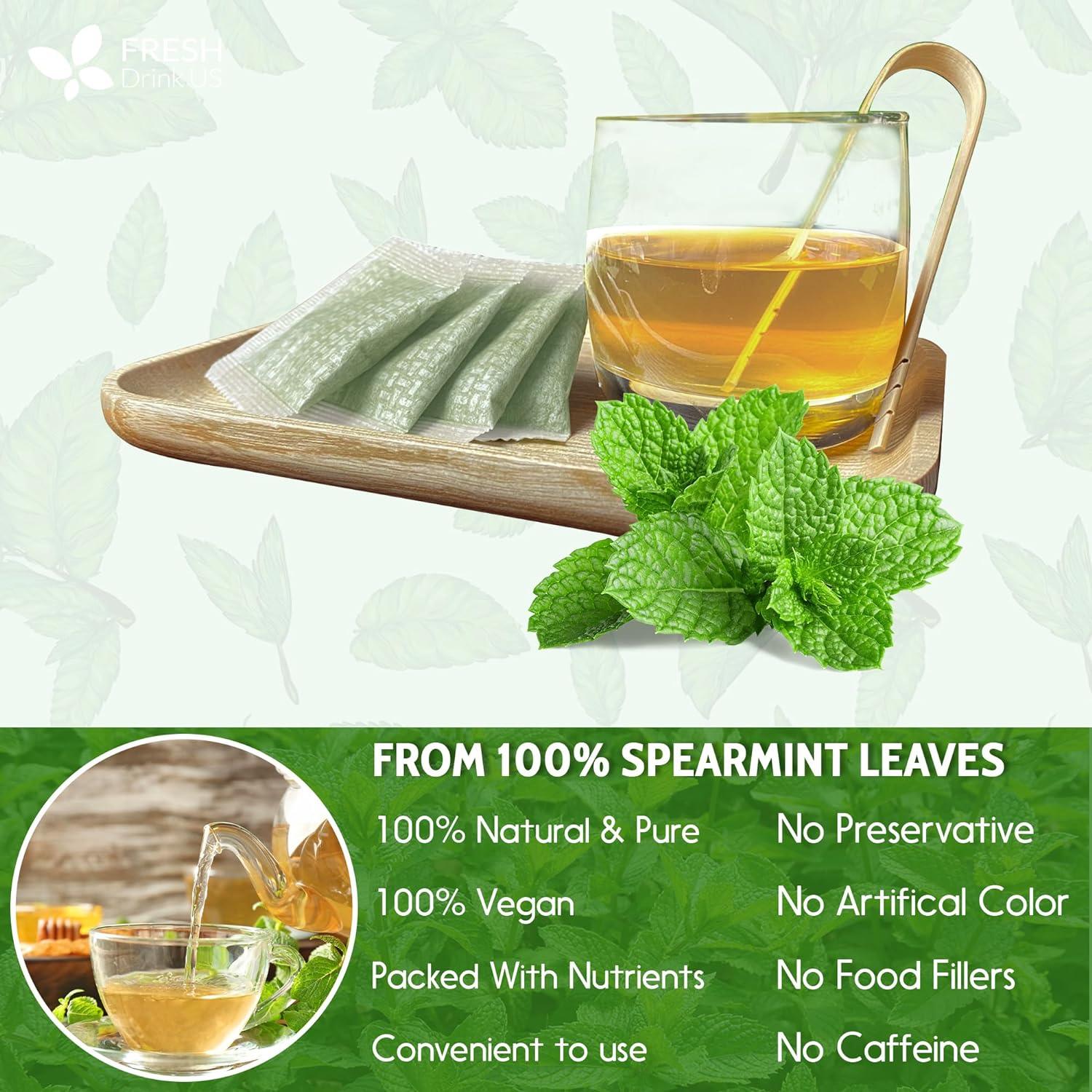 Spearmint Tea Bags, 100% Natural &amp; Pure Spearmint Leaves. Loose Leaf Spearmint Herbal Tea. Spearmint Leaf Tea. No Sugar, No Caffeine, No Gluten, Vegan. by FreshDrinkUS - Natural and Premium Herbal Tea