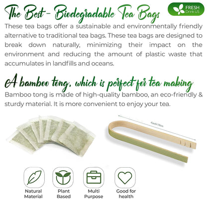 Premium Jasmine Green Tea Bags. Jasmine Green Herbal Tea. Made with Natural Material Tea Bags. No Sugar, No Gluten, Vegan. by FreshDrinkUS - Natural and Premium Herbal Tea