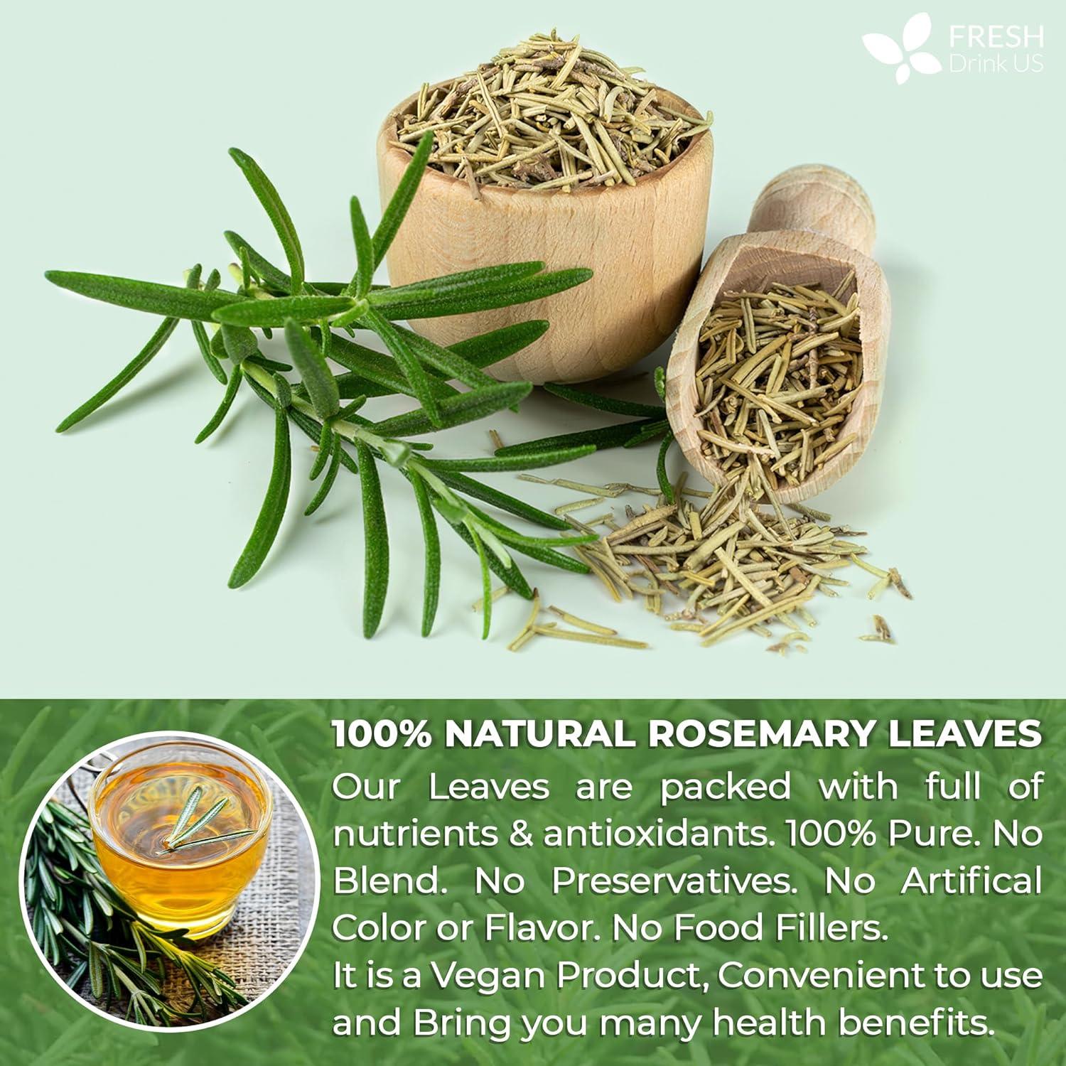 Premium Rosemary Leaves, Tea Bags, Powder, 100% Natural &amp; Pure from Dried Rosemary Leaves, No Additives, No Caffeine, Vegan. Dried Rosemary Herb, Perfect for Seasoning, Spice Blends for Grilling &amp; Cooking by FreshDrinkUS - Natural and Premium Herbal Tea