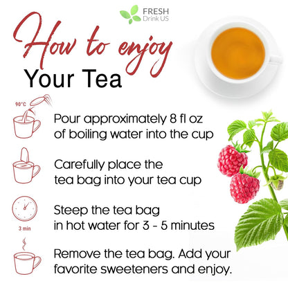 Raspberry Leaf Tea Bags, 100% Natural &amp; Pure from Raspberry Leaves. Loose Leaf Raspberry Herbal Tea, Made with Natural Material Tea Bags, Raspberry Leaf Tea. No Sugar, No Caffeine, No Gluten, Vegan. by FreshDrinkUS - Natural and Premium Herbal Tea