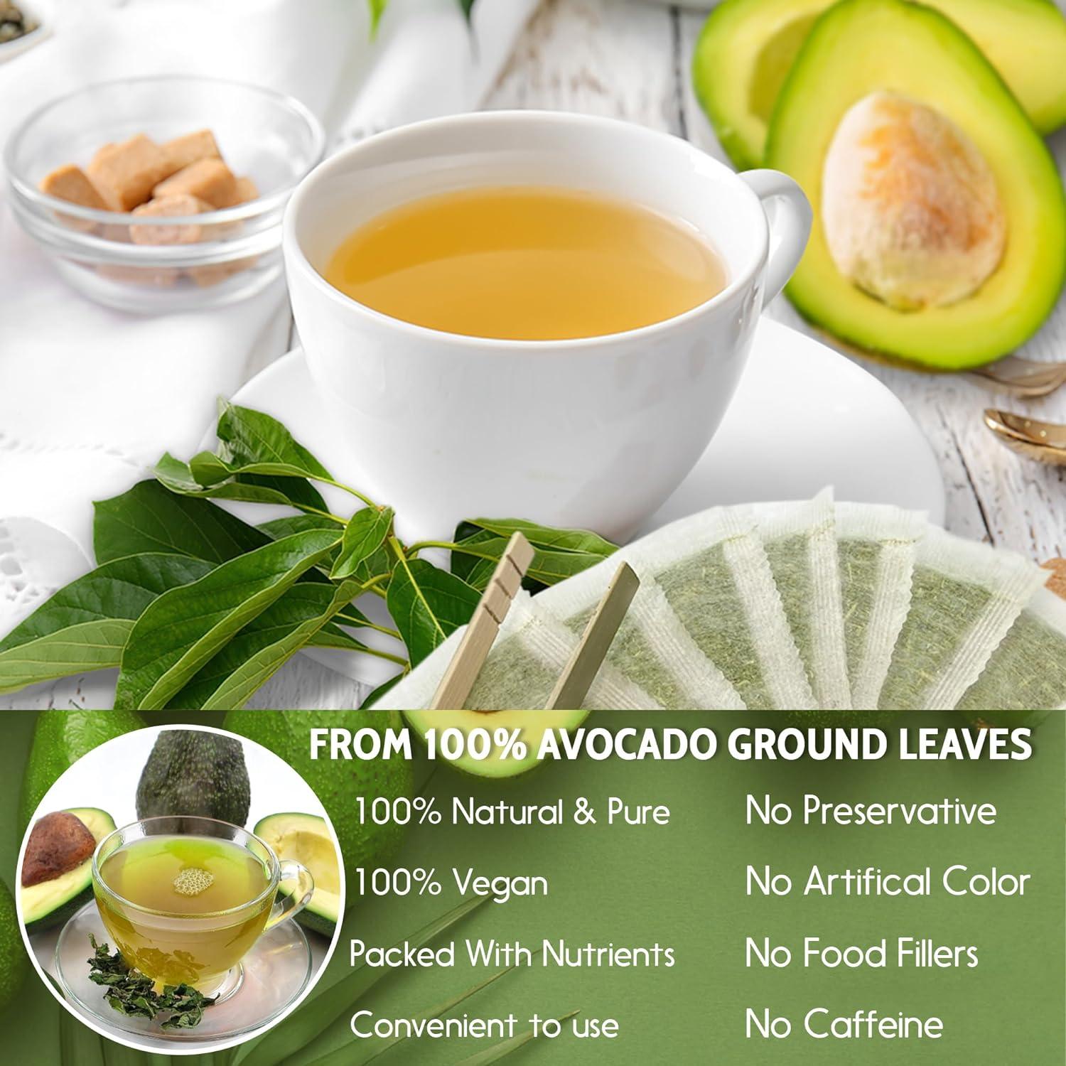 Natural Avocado Whole Leaves Dried, Tea Bags, 100% Pure from Avocado Leaves, Avocado Leaf Tea, Hojas de Aguacate Seca, No Additives, No Caffeine, Vegan by FreshDrinkUS - Natural and Premium Herbal Tea