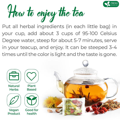 Oil Reducing Tea, Oil Cleansing for Liver, 10 Herbal Ingredients, Traditional Recipe Tea for Liver, 100% Natural, Easy Brewing, Steep Repeatedly (Tea Bags/ Tea Packs) by FreshDrinkUS - Natural and Premium Herbal Tea