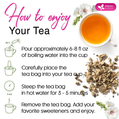 Premium Marshmallow Root and Leaf Tea Bags, 100% Natural &amp; Pure. by FreshDrinkUS - Natural and Premium Herbal Tea