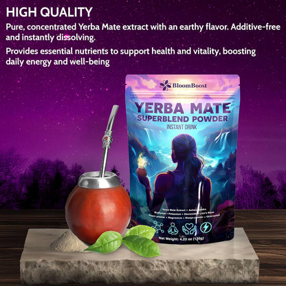 Yerba Mate Instant Tea Powder | Superfood Energy &amp; Focus Blend by FreshDrinkUS - Natural and Premium Herbal Tea