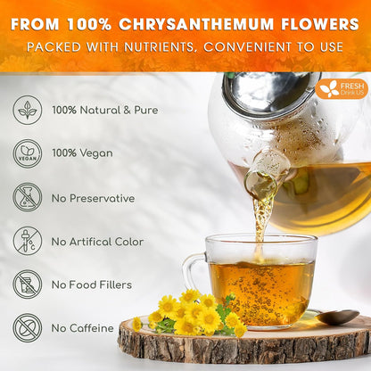 Premium 75 Chrysanthemum Flower Tea Bags by FreshDrinkUS - Natural and Premium Herbal Tea