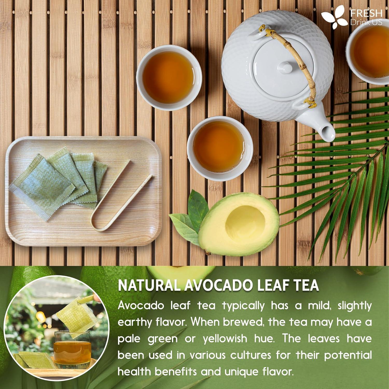Natural Avocado Whole Leaves Dried, Tea Bags, 100% Pure from Avocado Leaves, Avocado Leaf Tea, Hojas de Aguacate Seca, No Additives, No Caffeine, Vegan by FreshDrinkUS - Natural and Premium Herbal Tea