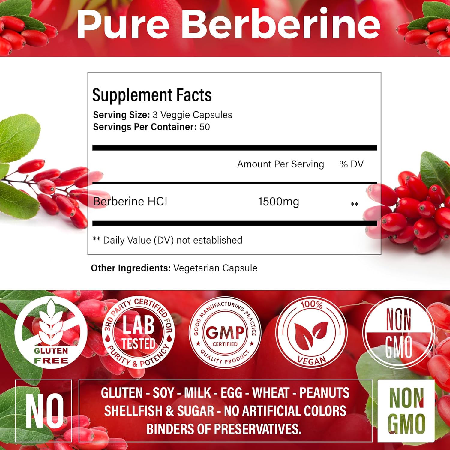 Premium Berberine Supplement, Non-GMO, Gluten-Free by FreshDrinkUS - Natural and Premium Herbal Tea