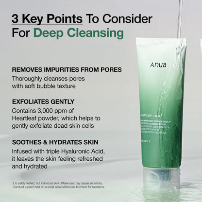 Heartleaf Quercetinol Pore Deep Cleansing Foam, Facial Cleanser, for Double Cleansing, BHA, Hyaluronic Acid, Glycerin, Face Wash, Blackhead Remover, Korean Skincare (150Ml/5.07 Fl.Oz.) by Korean Skin Care