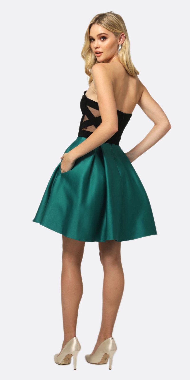 Juliet 829 Two-Tone Sweetheart Short A-Line Dress by DiscountDressShop