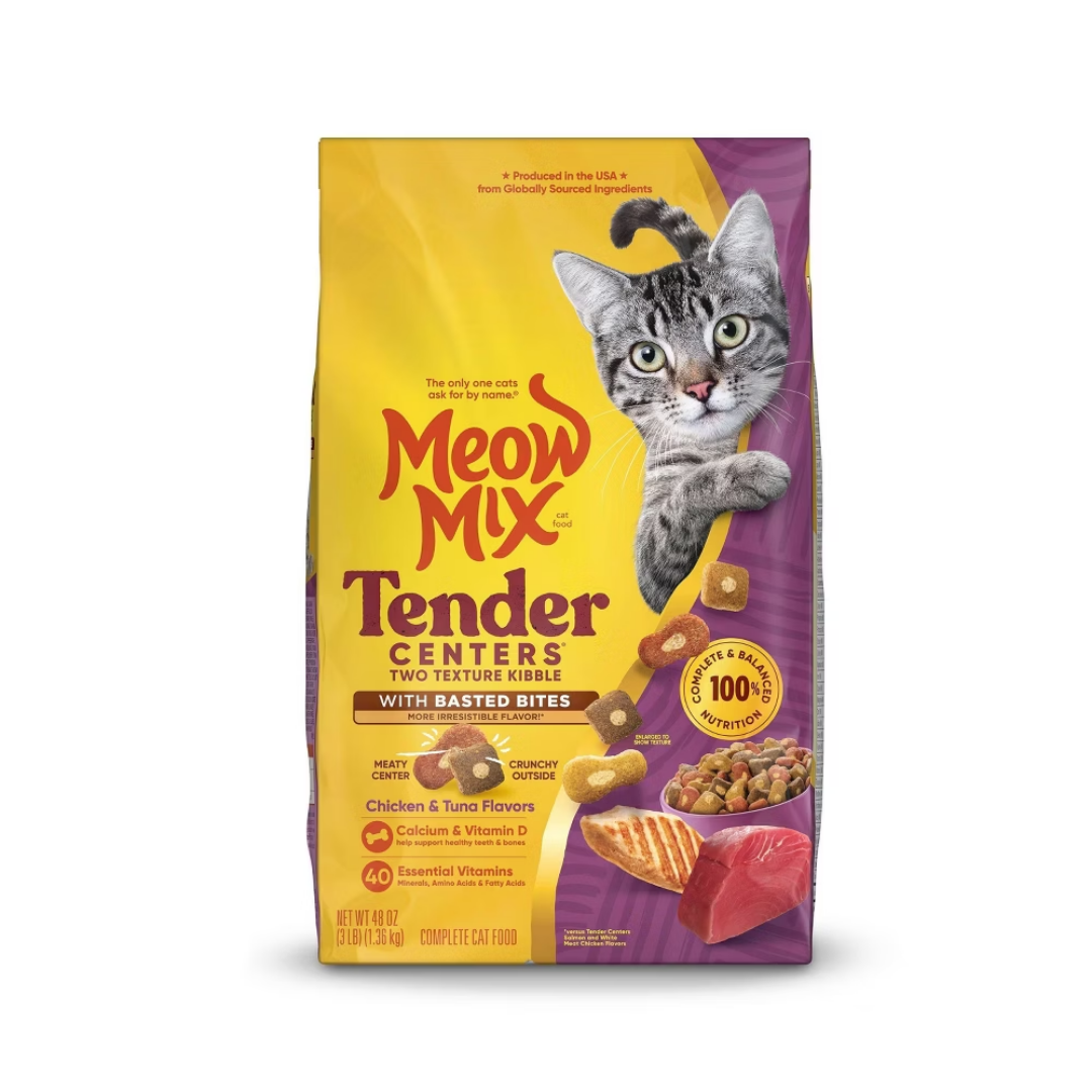 Meow Mix Tender Centers Dry Cat Food Chicken &amp; Tuna Flavors (3.15 lbs) by Farmacias Savia
