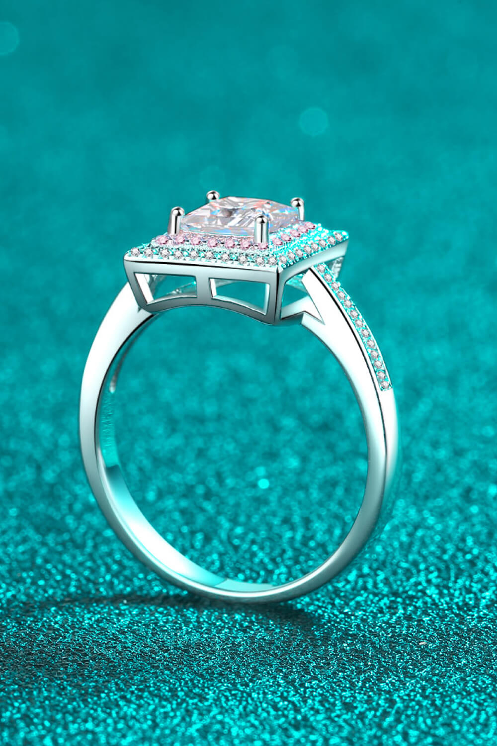 Stay Elegant 1 Carat Two-Tone Pink Princess-Cut Sparkala™ Ring (Platinum Over Pure Sterling Silver) by Sparkala
