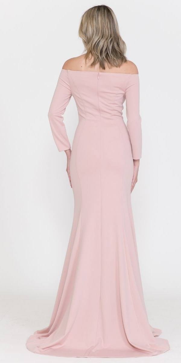 CLEARANCE - Poly USA | Ed Young 8378 Off-Shoulder Long Dress with Long Sleeves (Size M) by DiscountDressShop