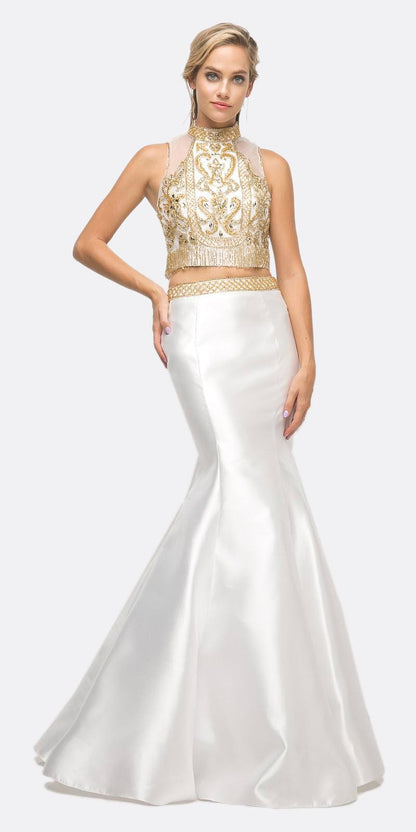 Cinderella Divine 84016 Beaded Bodice 2 Piece Mermaid Gown T-Back by DiscountDressShop
