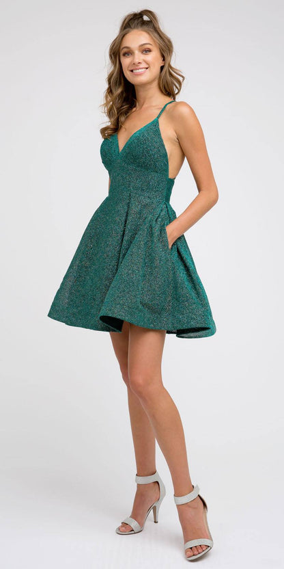 CLEARANCE - Juliet 850 Short V-Neck A-Line Dress with Pockets (Size XS) by DiscountDressShop