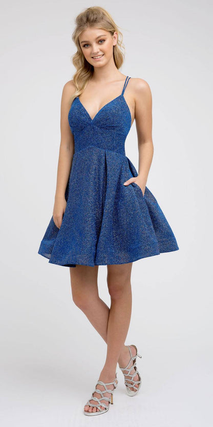 CLEARANCE - Juliet 850 Short V-Neck A-Line Dress with Pockets (Size XS) by DiscountDressShop