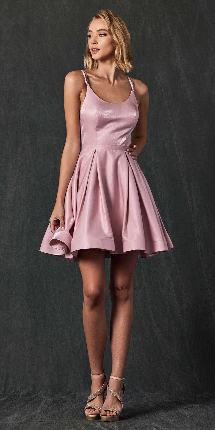 CLEARANCE - Juliet 852 Caged-Back Homecoming Short Dress with Pockets (Size Small) by DiscountDressShop
