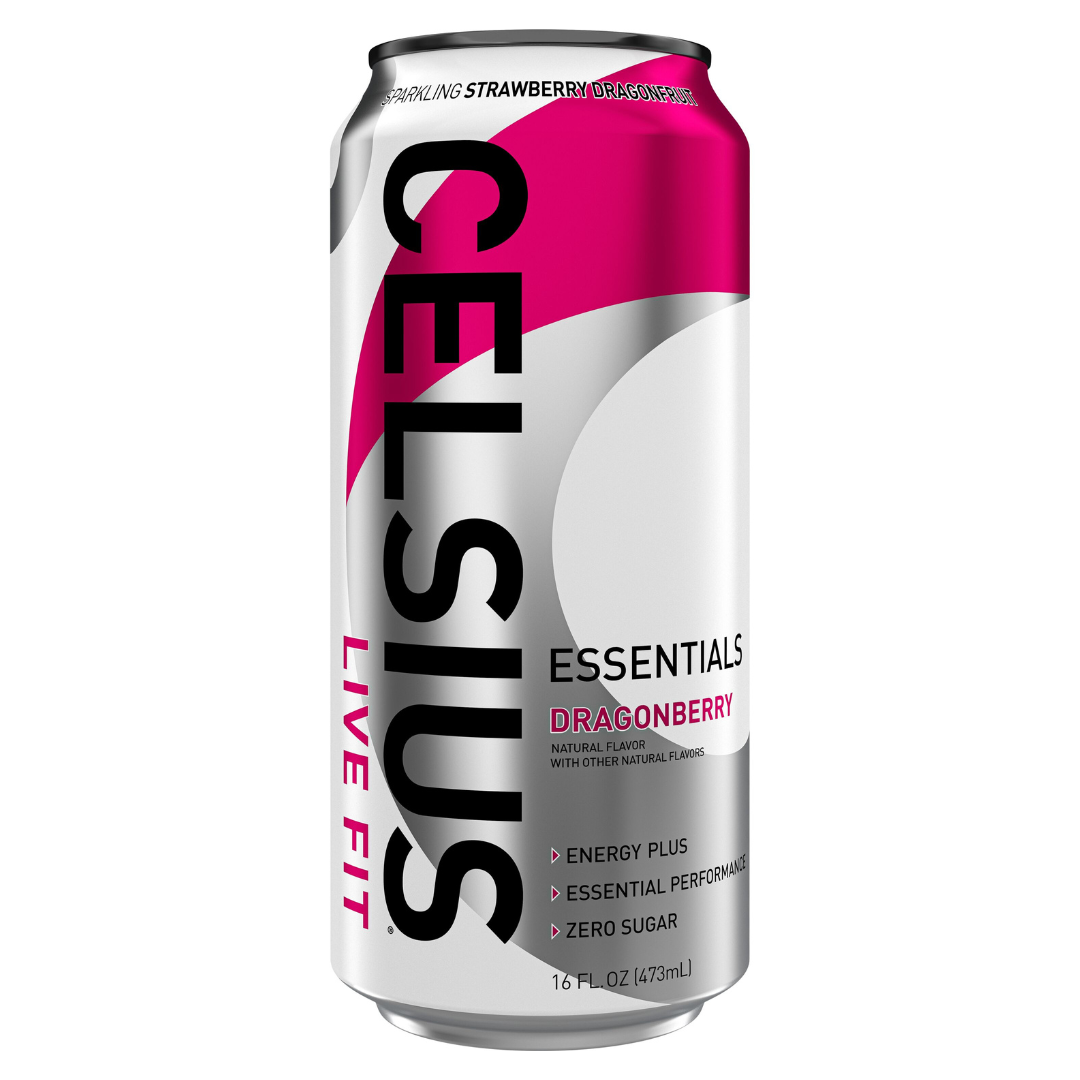 Celsius Essentials Dragonberry Sparkling Strawberry Dragonfruit Energy Drink (16oz) by Farmacias Savia