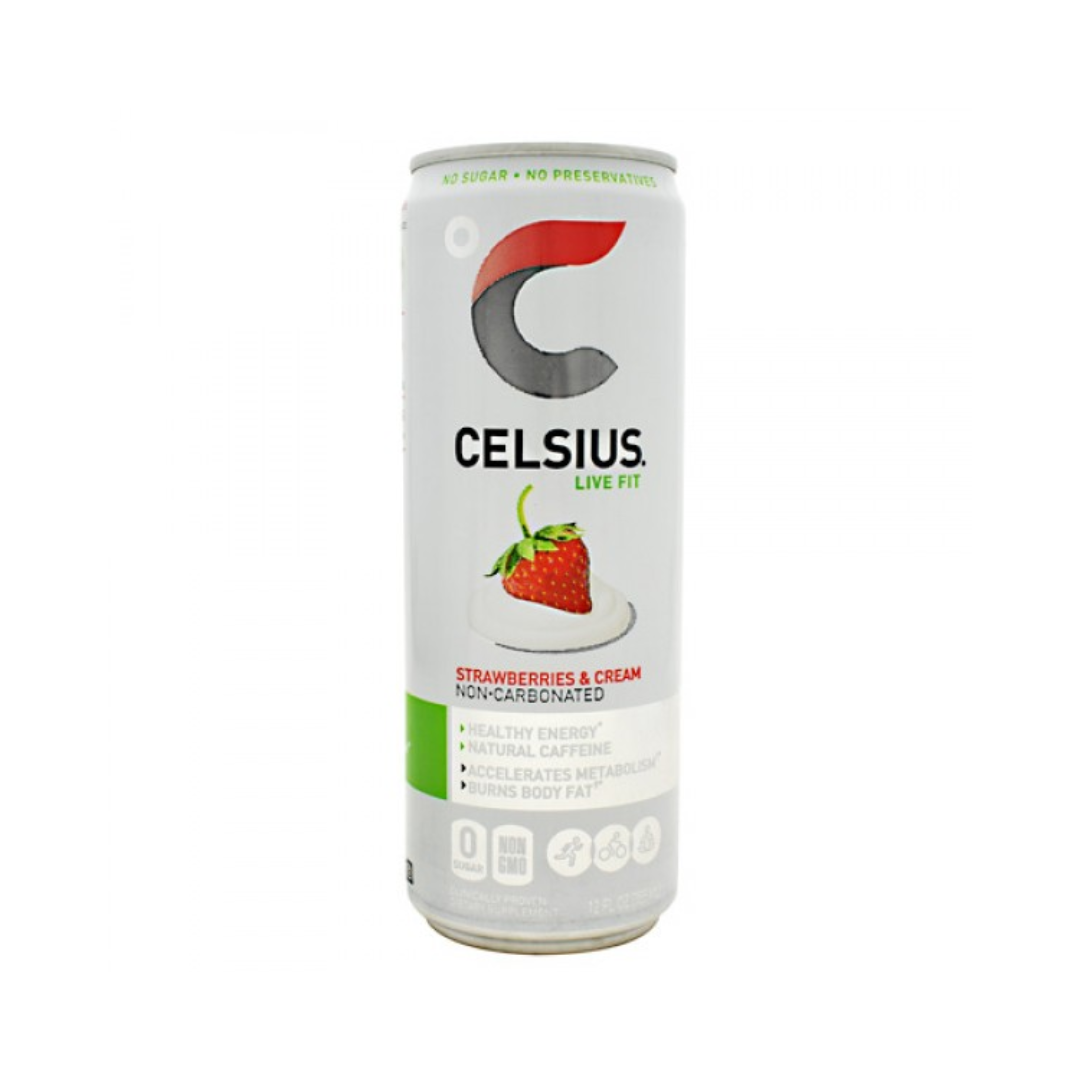 Celsius Live Fit Natural Strawberries &amp; Cream Non-Carbonated Energy Drink (12oz) by Farmacias Savia