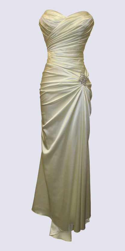 CLEARANCE - Cinderella Divine 8530 Satin Dress Ruched Bodice Sweetheart by DiscountDressShop