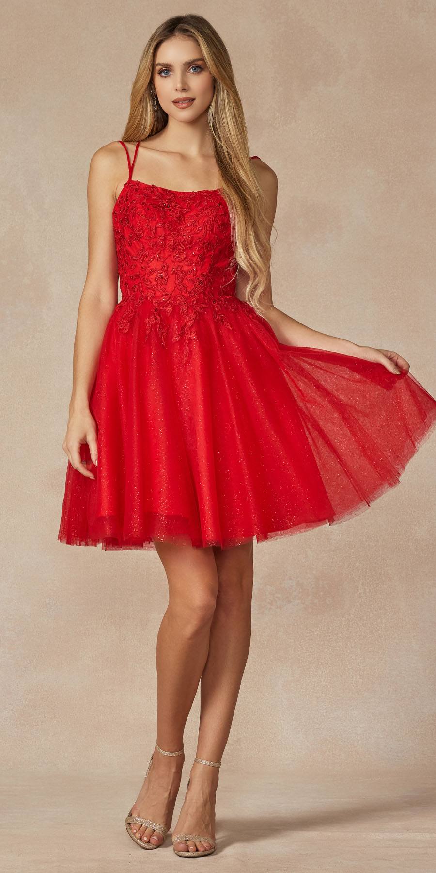 Juliet 860 Short Floral Applique BaDoll Dress by DiscountDressShop