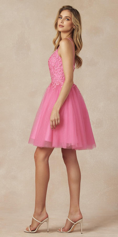 Juliet 860 Short Floral Applique BaDoll Dress by DiscountDressShop