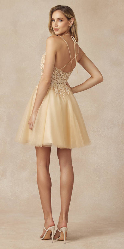 Juliet 864 Leaf Lace Embroidered Bodice Glitter Tulle Dress by DiscountDressShop