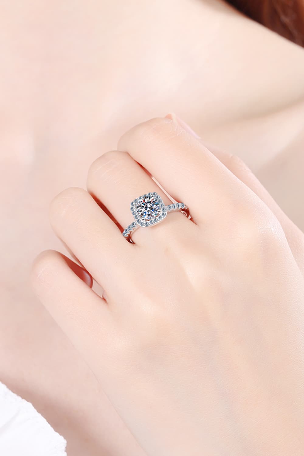 2 Carat Sparkala™ Square Halo Ring (Rhodium Over Pure Sterling Silver) by Sparkala