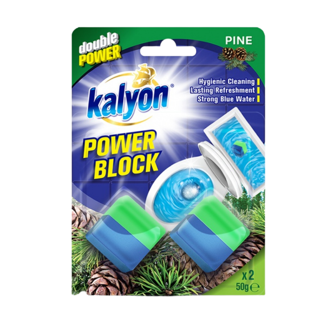 Kalyon Power Block Pine Scent Toilet Rim Block (2 x 50g) by Farmacias Savia