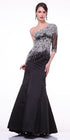 Cinderella Divine 8789 Mermaid Dress One Shoulder Sleeve Embellished Sheer Bodice by DiscountDressShop