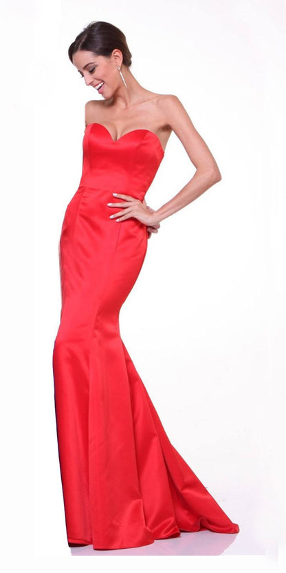 Cinderella Divine 8792 Strapless Sweetheart Neckline Mermaid Satin Gown by DiscountDressShop