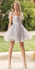 Juliet 881 Feather Straps Sheer Bodice Short A-line Tulle Dress by DiscountDressShop