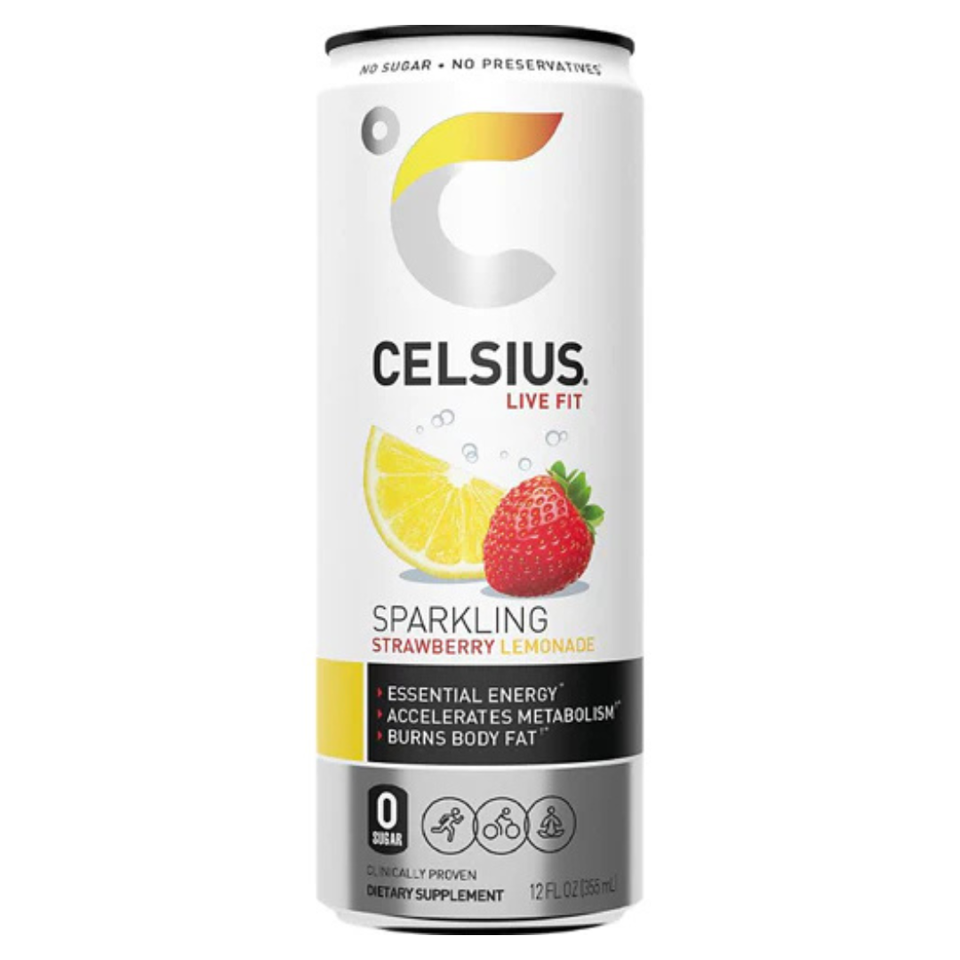 Celsius Live Fit Sparkling Strawberry Lemonade Energy Drink (12oz) by Farmacias Savia
