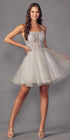 Juliet 883 Short A-Line Glitter Tulle Skirt Square Neck Thin Strap Dress by DiscountDressShop